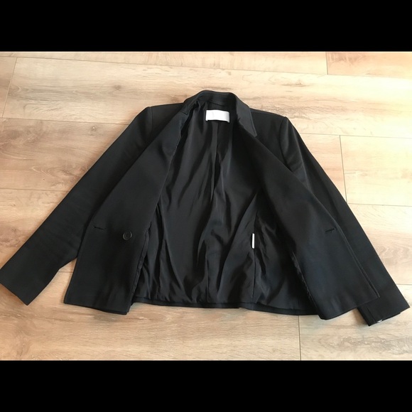 Hugo Boss blazer black suit jacket pinstripe silk like lining - Picture 4 of 15